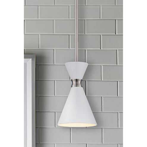 Conic 1 Light 5.5 inch Glitter Gloss White Mini Pendant Ceiling Light